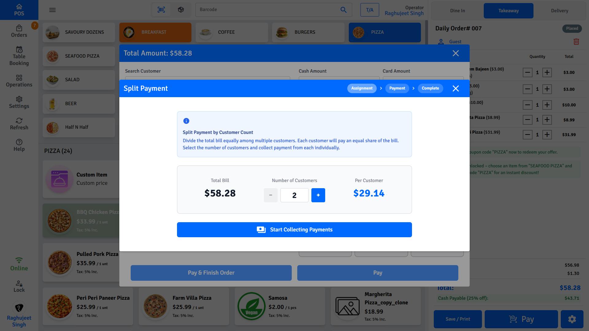 Pratham POS Split Payment Per Person Pratham POS split payment per person — process separate payment for each guest