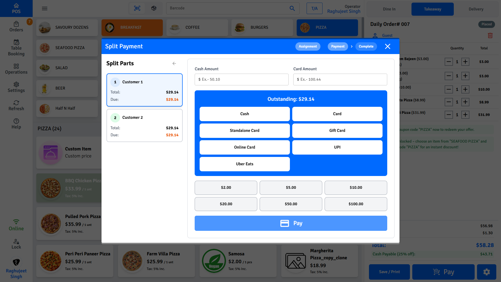 Pratham POS Split Payment Pratham POS split payment — divide a bill across multiple people at a dine-in table
